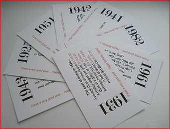 FAQ cards with birthday year events