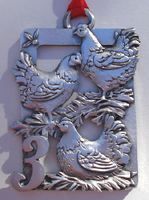 Pewter 12 Days of Christmas 3 French Hens      