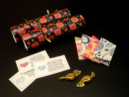 wedding crackers with red poppies on a black background